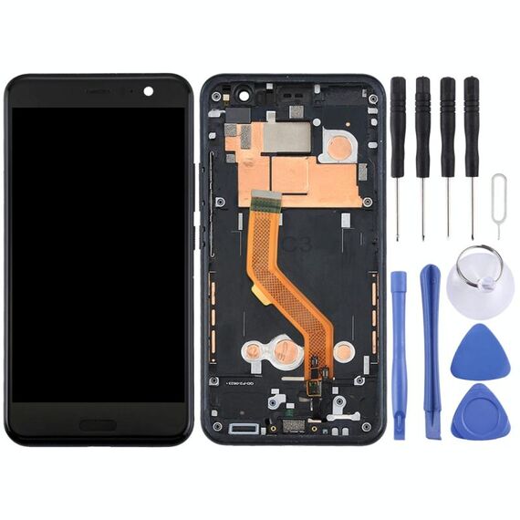 Schermo LCD originale per HTC U11 Digitizer Assemblaggio completo con cornice (nero)
