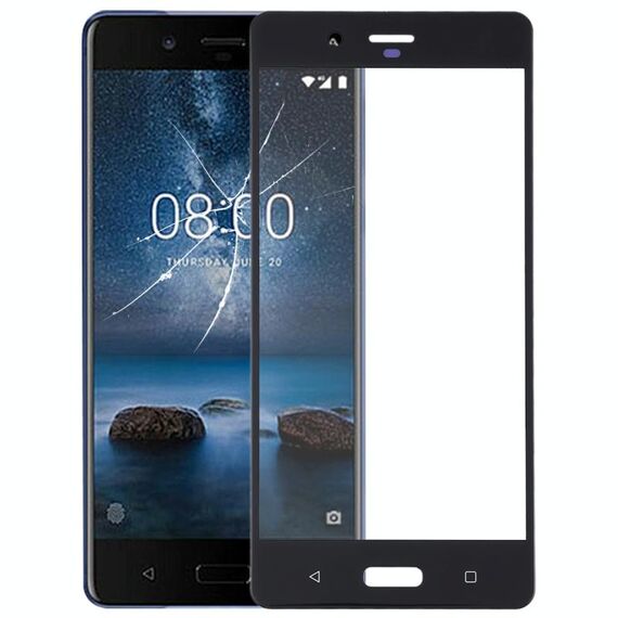 Lente esterna in vetro per schermo anteriore per Nokia 8 / N8 TA-1012 TA-1004 TA-1052 (nero)