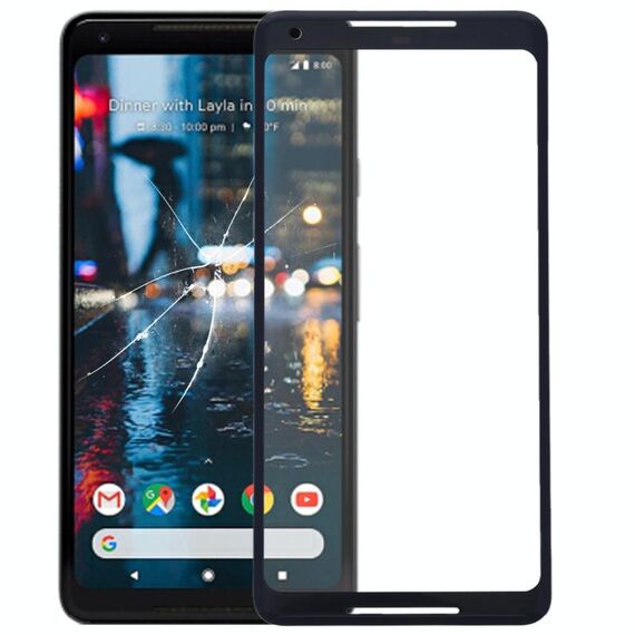 Obiettivo in vetro esterno per schermo anteriore originale per Google Pixel 2 XL (nero)