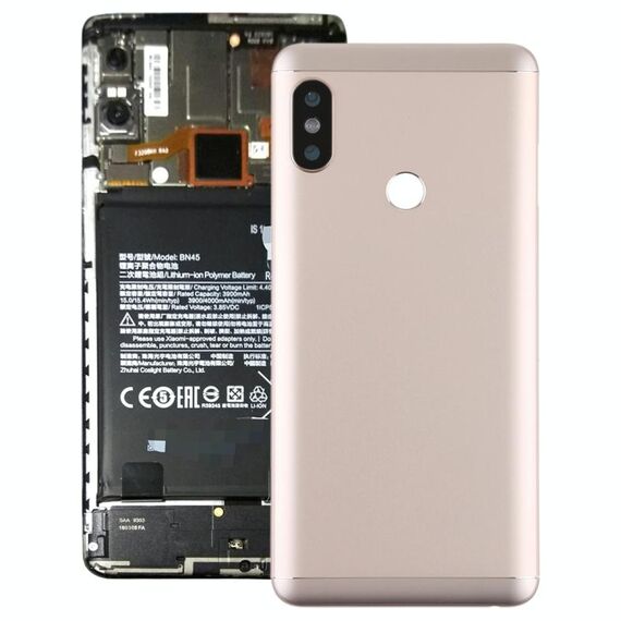 Cover posteriore con obiettivo della fotocamera e tasti laterali per Xiaomi Redmi Note 5 (oro)