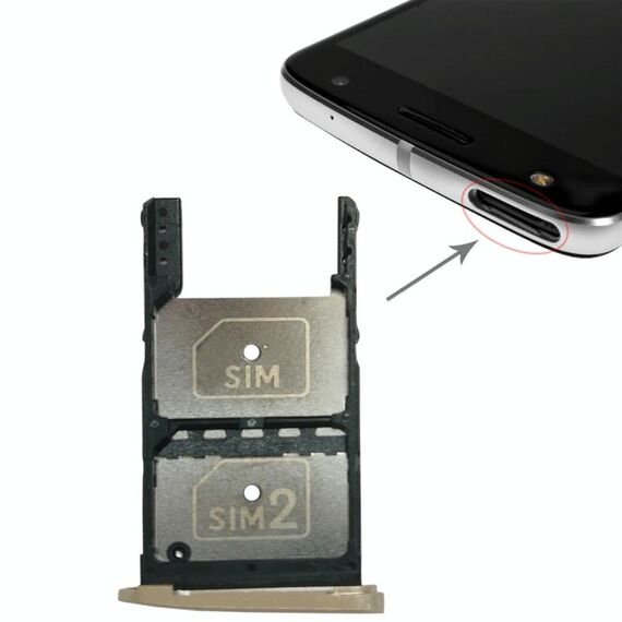 2 vassoio per scheda SIM + vassoio per scheda micro SD per Motorola Moto Z Play (oro)