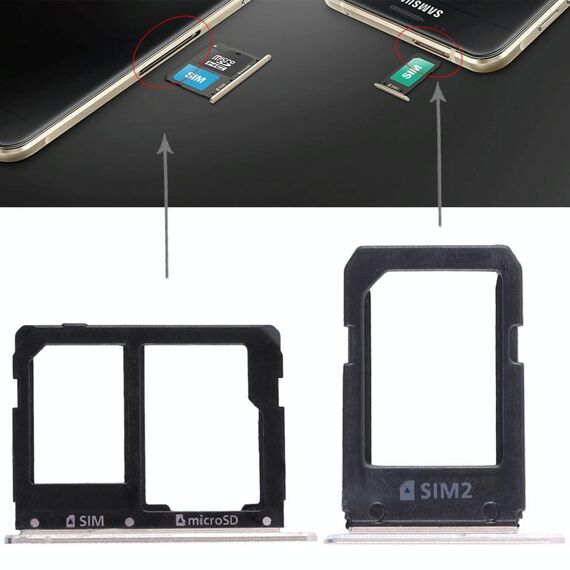 Per Galaxy A5108 / A7108 2 vassoio per scheda SIM + vassoio per scheda micro SD (oro)