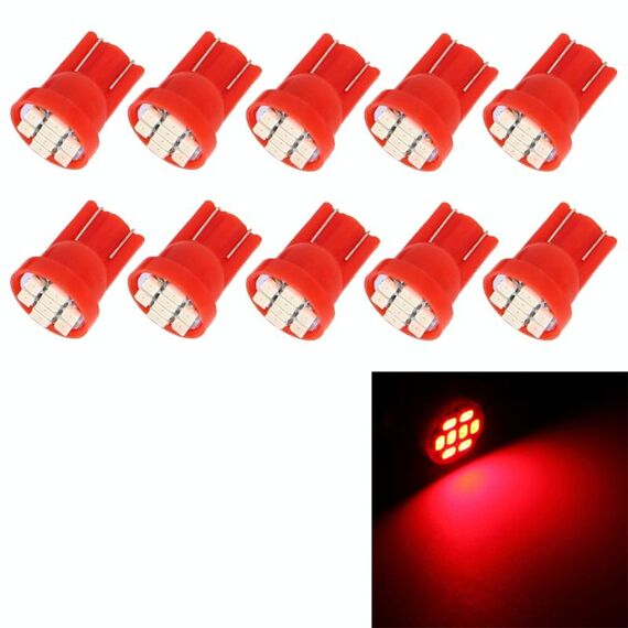 10 PCS T10 8 LED Lampadina di segnalazione per auto (luce rossa)