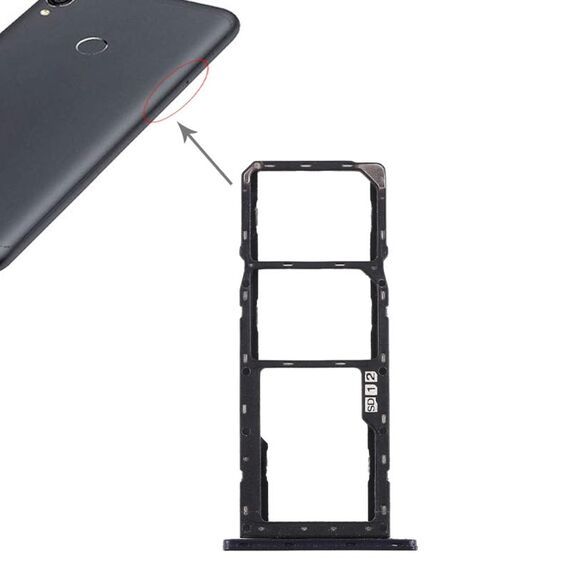 Vassoio scheda SIM + vassoio scheda SIM + vassoio scheda micro SD per Asus Zenfone Max Pro (M1) ZB601KL ZB602KL (nero)