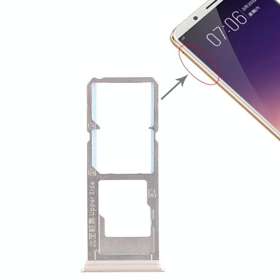 Per Vivo Y79 2 x vassoio per scheda SIM + vassoio per scheda Micro SD (oro)
