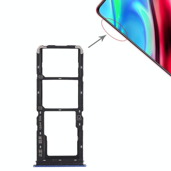 Per Vivo Y93 2 x vassoio per scheda SIM + vassoio per scheda micro SD (blu)