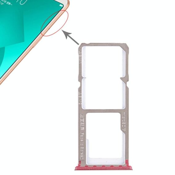 Per OPPO A83 2 x vassoio per scheda SIM + vassoio per scheda micro SD (rosso)