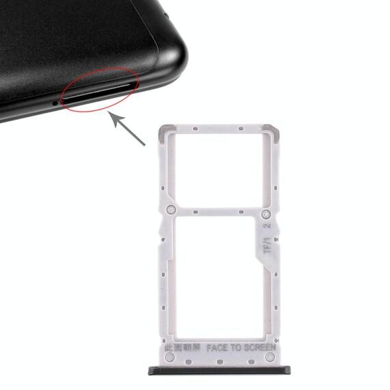 Vassoio scheda SIM + Vassoio scheda SIM / Vassoio scheda micro SD per Xiaomi Redmi Note 6 Pro (nero)