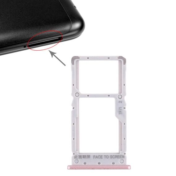 Vassoio scheda SIM + vassoio scheda SIM / vassoio scheda micro SD per Xiaomi Redmi Note 6 Pro (oro rosa)