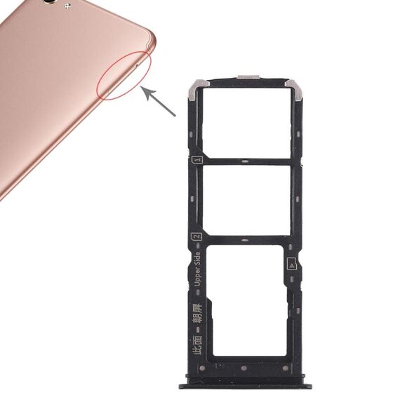 Per Vivo Y71 2 x vassoio per scheda SIM + vassoio per scheda micro SD (nero)