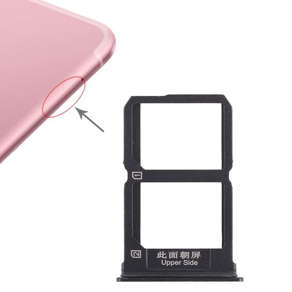 Per Vivo X9s 2 x vassoio per scheda SIM (nero)