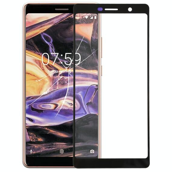 Lente in vetro esterno per schermo anteriore per Nokia 7 Plus / E9 Plus (nero)