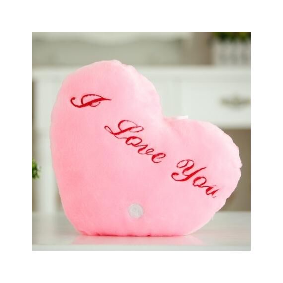 Cuscino giocattolo a forma di lettera inglese a forma di cuore con luce incandescente (rosa)