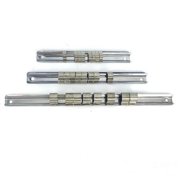 Acciaio al carbonio 8 Socket Rack Storage Divisore Rail Vassoio Staffe Supporto per scaffale Strumento Organizer Presa di corrente Chiave a bussola Storage (190mm)