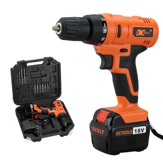 D017-18V Set trapano elettrico ricaricabile con cambio di velocità continuo con luce LED, CA 220 V, spina UE, consegna a colori casuali
