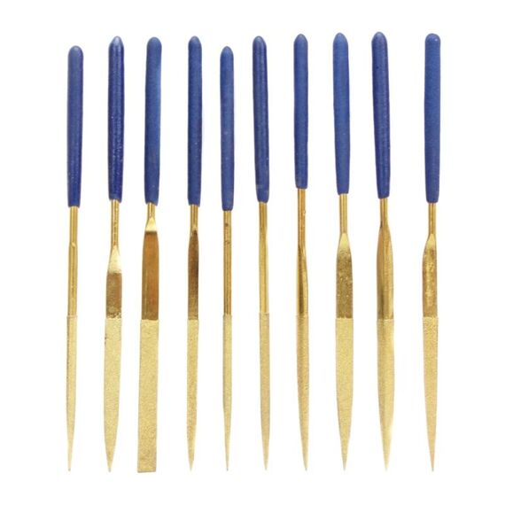 JF-170407 Set di strumenti di gruppo di lime per placcatura in oro 10 in 1 3x140mm (oro)