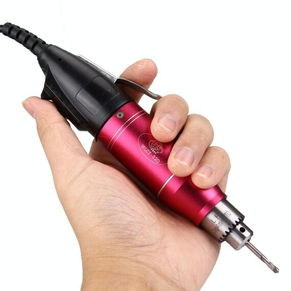 Mini smerigliatrice elettrica WLXY WL-320 con regolazione della velocità, 110 V-240 V, mandrino per trapano adatto: 0,3 mm-4,0 mm, spina americana (magenta)