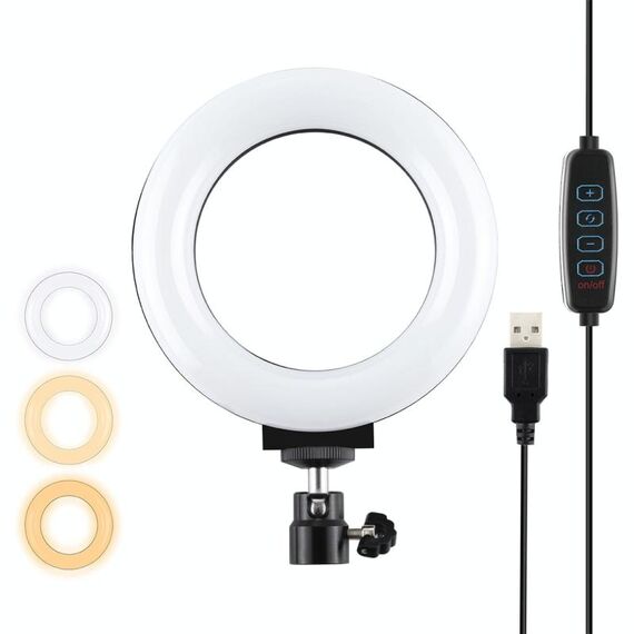Pulluz 4.7 pollici 12 cm USB 3 Modalità 3 Modi Dimmable LED Ring Selfie Beauty Vlogging Photography Video luci con testa a sfera treppiede (nero)