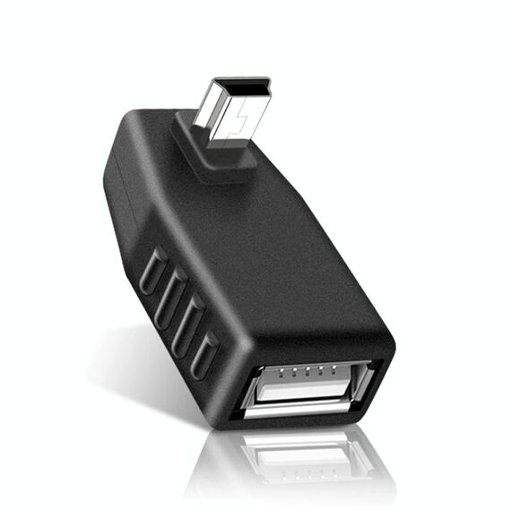 Adattatore da mini USB maschio a USB 2.0 con angolo di 90 gradi (nero)