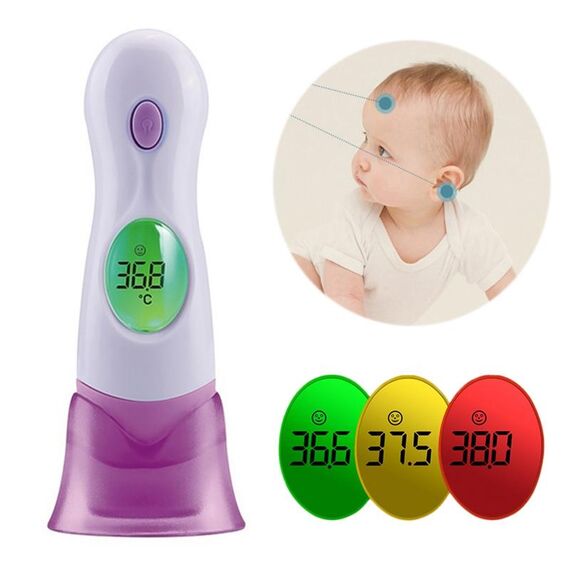GT Termometro a infrarossi per il corpo Termometro digitale LCD elettronico Orecchio Fronte Strumento per la cura della febbre per bambini (viola)
