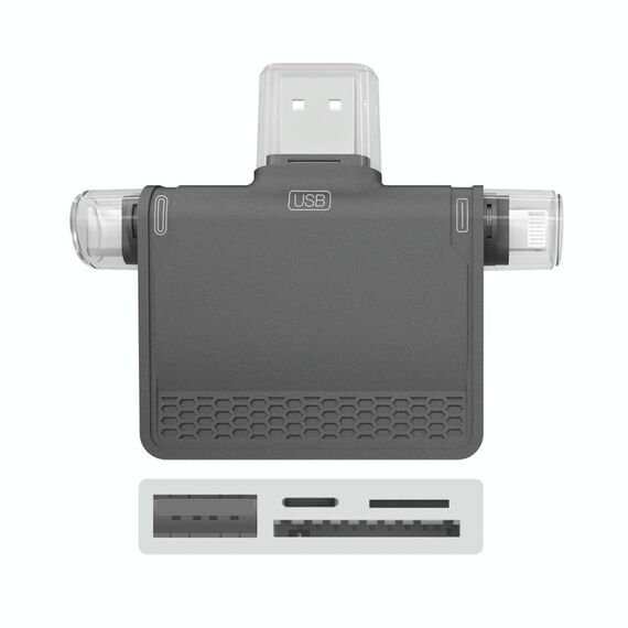 NK-939C 3 in 1 USB a USB-C / Type-C + 8pin Docking Station multifunzionale (grigio)
