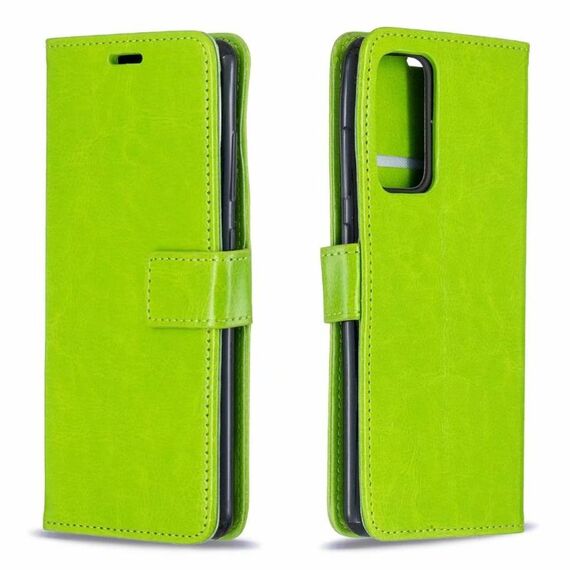Per Samsung Galaxy S21 Ultra Crazy Horse Texture Custodia orizzontale in pelle flip con supporto e carte e portafoglio e cornice fotografica (verde)