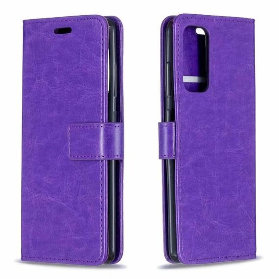 Per Samsung Galaxy S21 Ultra Crazy Horse Texture orizzontale in pelle flip custodia con supporto e carte Slot e portafoglio e cornice fotografica (viola)
