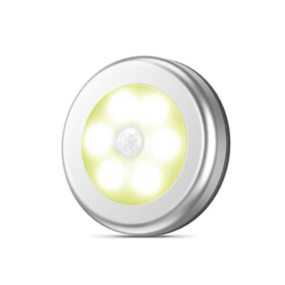 6 LED Home Wardrobe Smart Human Body Sensor Sensor Light, colore chiaro: luce calda (argento)
