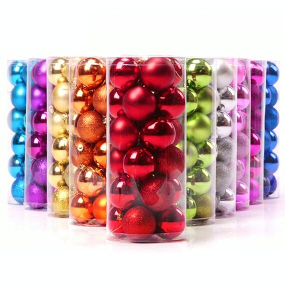 24 pezzi da 8 cm Decorazioni per alberi di Natale in plastica Ball sospeso, consegna di colori casuali