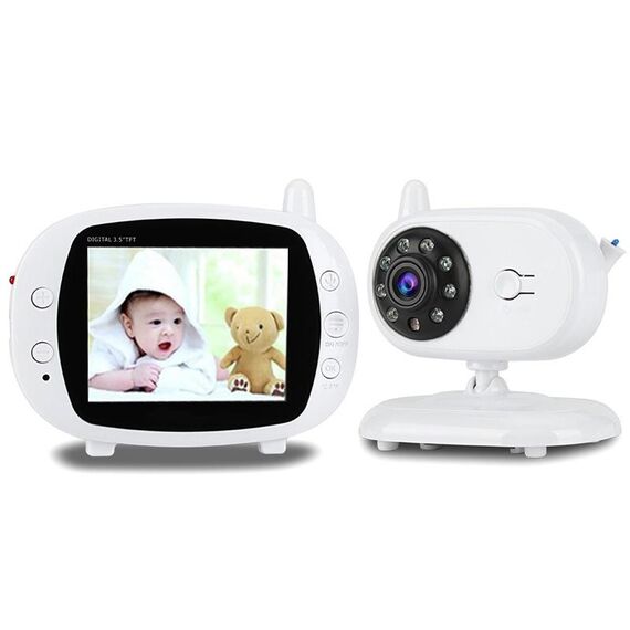 BM-850 LCD da 3,5 pollici LCD da 2,4 GHz Telecamera di sorveglianza wireless Baby monitor con visione notturna a LED 8-IR, conversazione vocale bidirezionale (bianco)