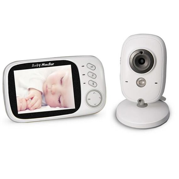 VB603 Monitor per bambini con telecamera di sorveglianza wireless LCD da 3,2 pollici a 2,4 GHz, supporto per la conversazione bidirezionale, visione notturna (bianco)