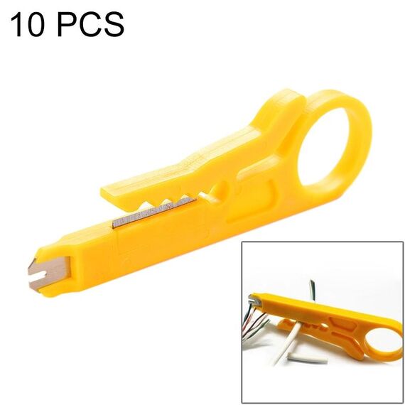 10 PCS Mini Cable Crimping Tool Punch Down Cutter per cavo di rete RJ45 Cat5, cavo telefonico dati, cavo UTP per computer (giallo)