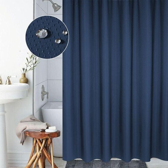 Ispessimento Tenda impermeabile e contro la muffa Tenda a nido d'ape Tessuto in poliestere Tenda da doccia Tende da bagno, Dimensioni: 120 * 180 cm (Blu scuro)