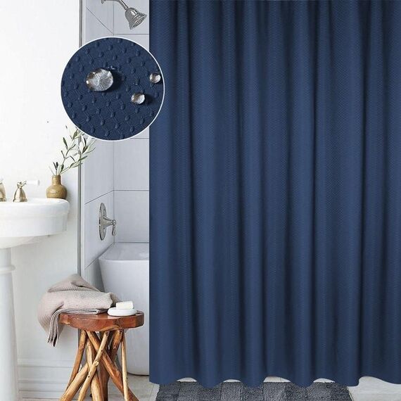 Ispessimento Tenda impermeabile e contro la muffa Tenda a nido d'ape Tessuto in poliestere Tenda da doccia Tende da bagno, Dimensioni: 150 * 200 cm (Blu scuro)