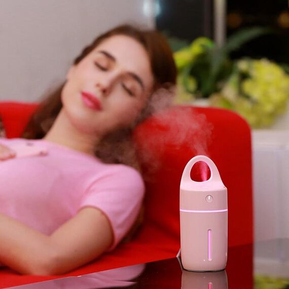 1.5W - 2W 175ml Mini portatile USB umidificatore a ioni negativi Strumento di bellezza e integratore d'acqua con luce LED colorata (rosa)