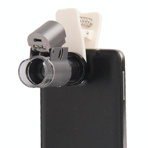 Lente d'ingrandimento per microscopio digitale con zoom 65X con luce LED e clip per Galaxy Note III / N9000 / i9500 / iPhone 5 e 5S e 5C