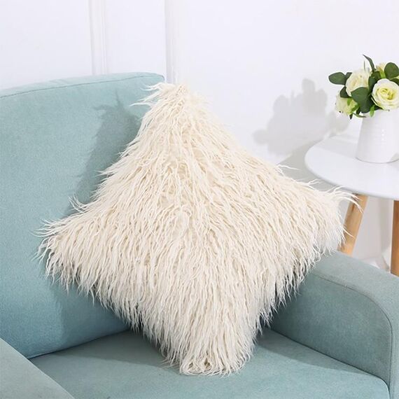 Copricuscino lungo in velluto in peluche Copricuscino quadrato popolare in peluche Federa per la decorazione della camera da letto, dimensioni: 45 x 45 cm (beige)