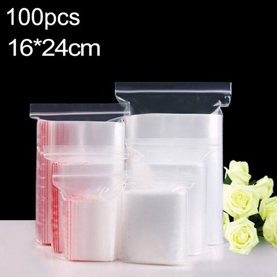 100 sacchetti trasparenti con zip auto-sigillanti PE 16cm x 24cm personalizzabili HC4186 6922438610863