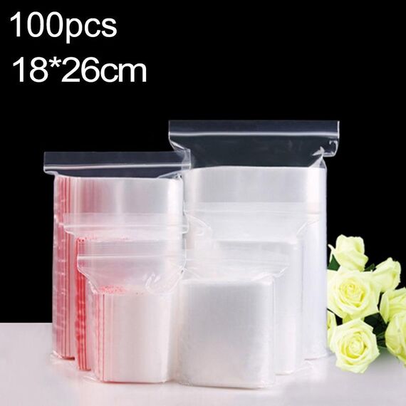 100 sacchetti trasparenti con zip auto-sigillanti PE 18cm x 26cm personalizzabili HC4187 6922441306210