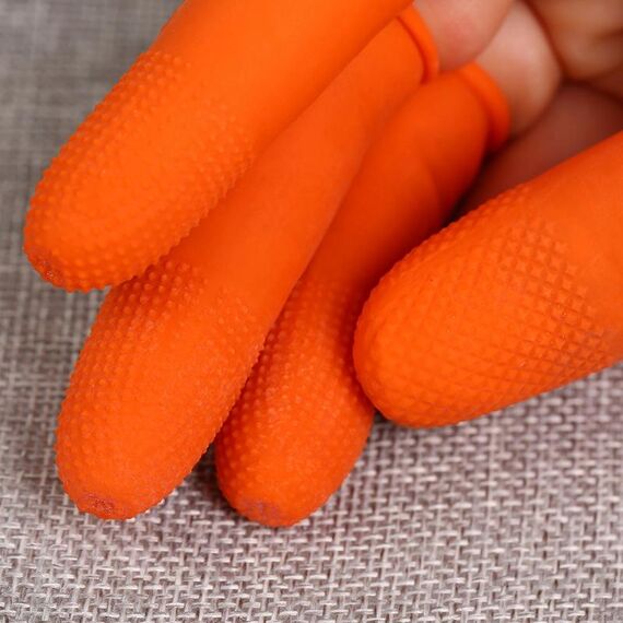 Guanti protettivi in ​​lattice resistenti antiscivolo antistatici da 100 pezzi, dimensioni: L, 2,8 * 6,5 cm (arancione)