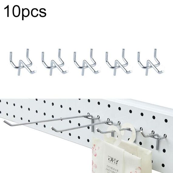 50 PCS Supermercato Negozio di abbigliamento Pannello forato Gancio a muro Gancio per mensola Piastra del foro, Distanza del foro: 2,5 cm, Lunghezza: 5 cm, Diametro del filo: 3,3 mm