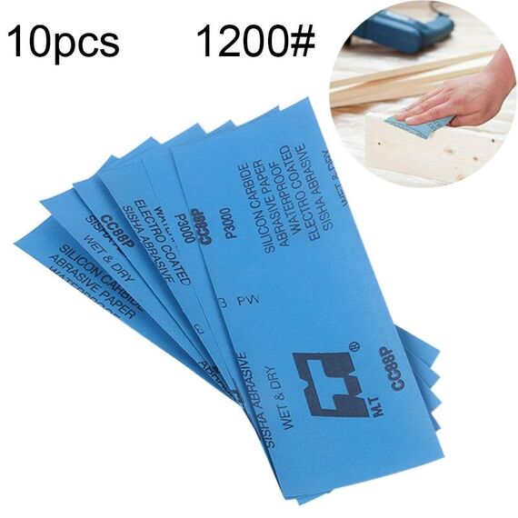 Carta vetrata abrasiva per lucidatura a secco e ad umido 100 pezzi grana 1200 ， Dimensioni: 23 x 9 cm (blu)