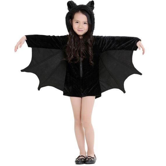 Costume di Halloween Bambini e donne Bat Vampire Abbigliamento Performance sul palco Abbigliamento Cosplay, Taglia: M, Busto: 90 cm, Vestiti lunghi: 70 cm, Altezza consigliata: 135-150 cm