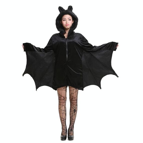 Costume di Halloween Bambini e donne Bat Vampire Abbigliamento Performance sul palco Abbigliamento Cosplay, Taglia: XL, Busto: 98 cm, Vestiti lunghi: 76 cm, Altezza consigliata: 160-168 cm
