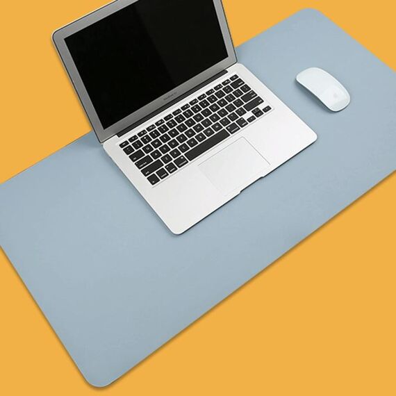 Tappetino per mouse multifunzione in pelle PU per ufficio, tappetino per tastiera, tappetino da scrivania per computer, dimensioni: 60 x 30 cm (azzurro)