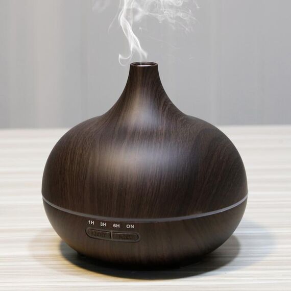 W350 14W 300ML umidificatore purificatore d'aria per aromaterapia a grana di legno con luce a LED per ufficio / stanza di casa (caffè)