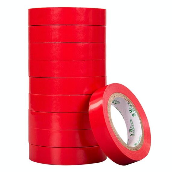 Nastro elettrico per elettricisti tara isolante in PVC impermeabile da 10 pezzi da 16 mm (rosso)