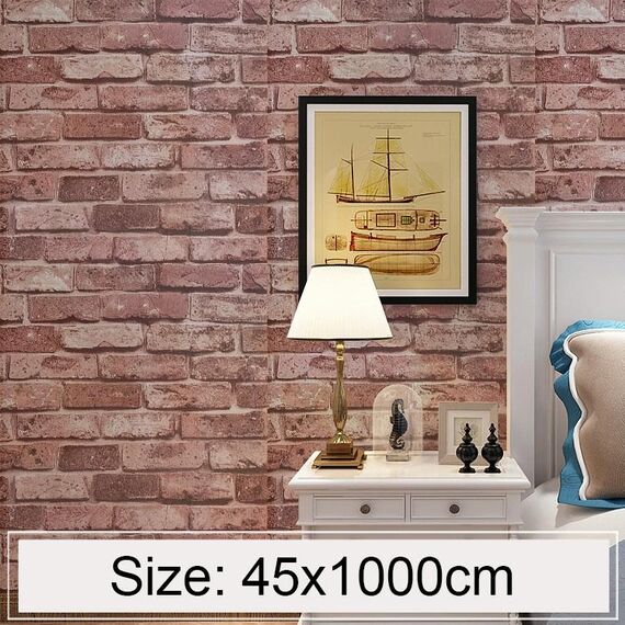 Brown Brick Creativo 3D Stone Brick Decorazione Carta da parati Adesivi Camera da letto Soggiorno Parete Carta da parati impermeabile Rotolo, Dimensioni: 45 x 1000 cm