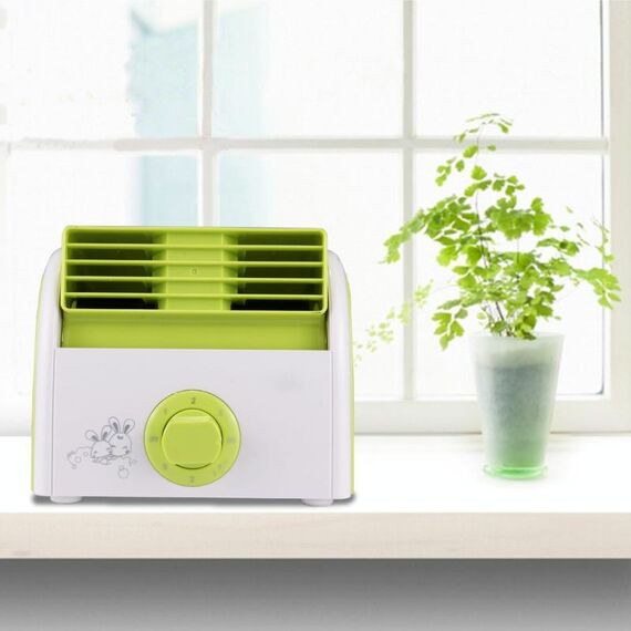 Mini ventilatore da tavolo muto da 30 W senza pale per dormitorio / camera da letto / soggiorno / ufficio, modalità di velocità 3 tipi, CA 220 V (verde)