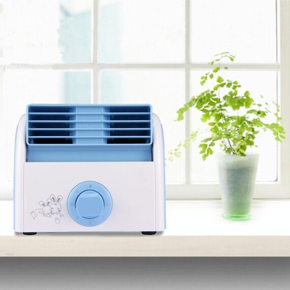 Mini ventilatore da tavolo muto da 30 W senza pale per dormitorio / camera da letto / soggiorno / ufficio, 3 modalità di velocità, CA 220 V (blu)